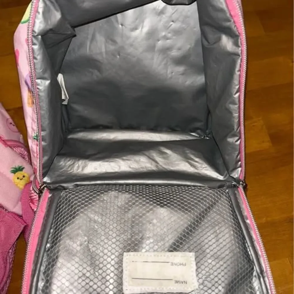 Girls Pink Avocado Backpack and Lunchbox Set Fair Condition